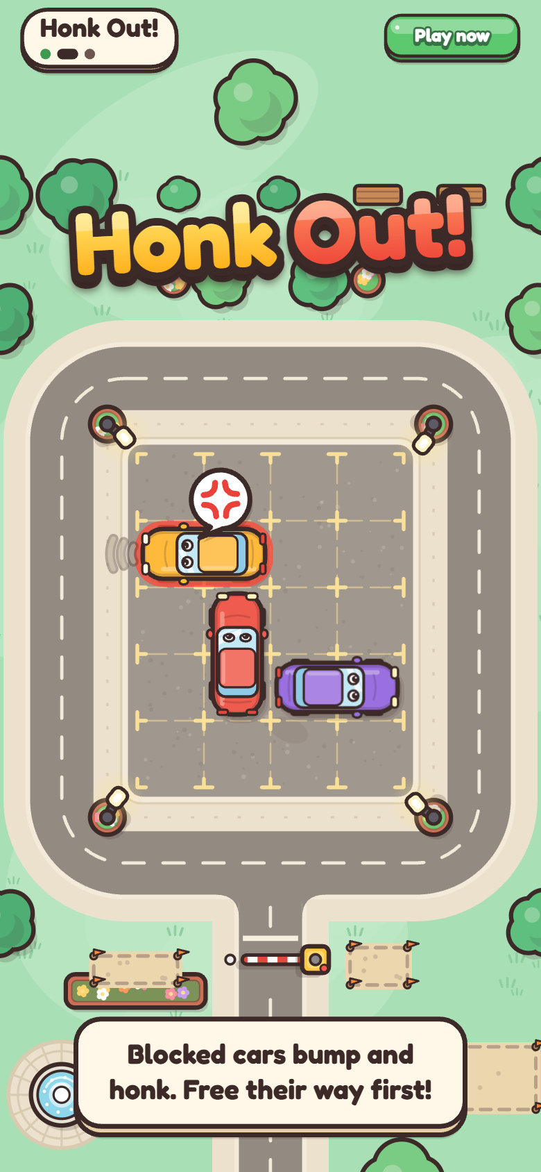 Lot 2: a blocked car has bumped and the other driver honks
